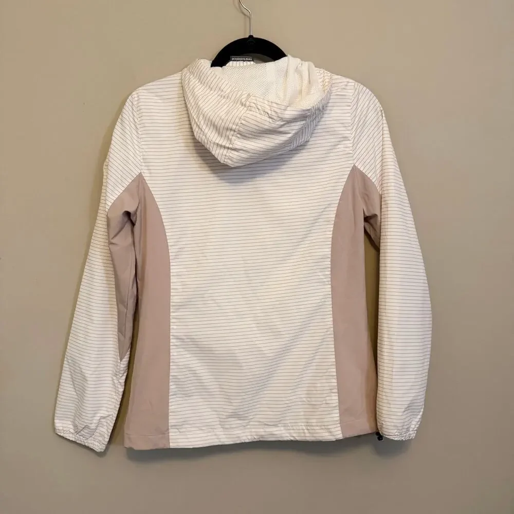 New Balance Windbreaker Jacket Small Pink Striped Gorpcore Athleisure Hiking NWT